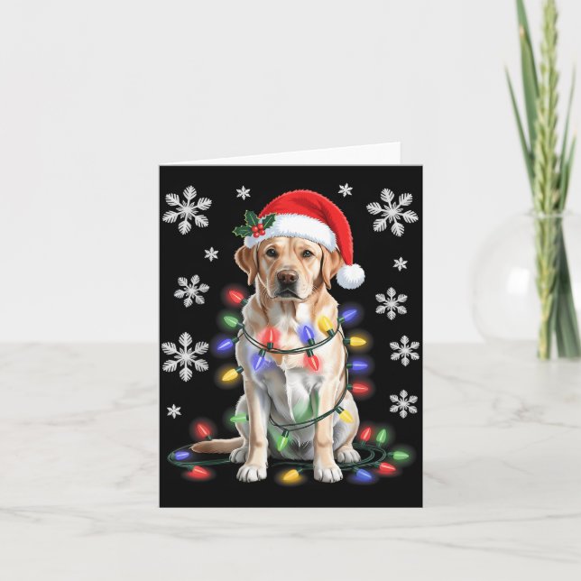 Yellow Labrador Retriever Christmas Tree Light Paj Kort (Framsida)
