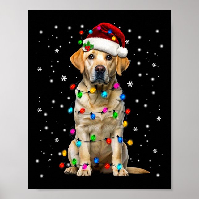Yellow Labrador Retriever Christmas Tree Light Paj Poster (Framsidan)