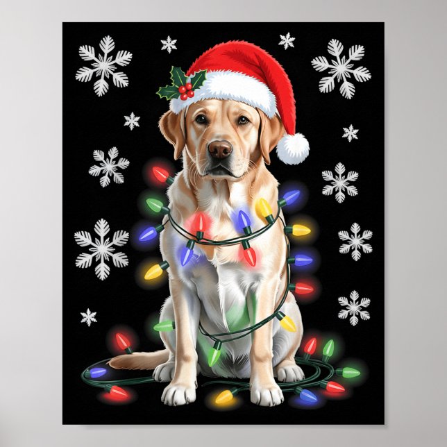 Yellow Labrador Retriever Christmas Tree Light Paj Poster (Framsidan)