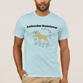 Yellow Labrador Silhouette with White Blossom Fram T Shirt
