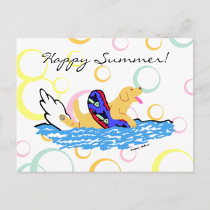 Yellow Labrador Swimming Vykort