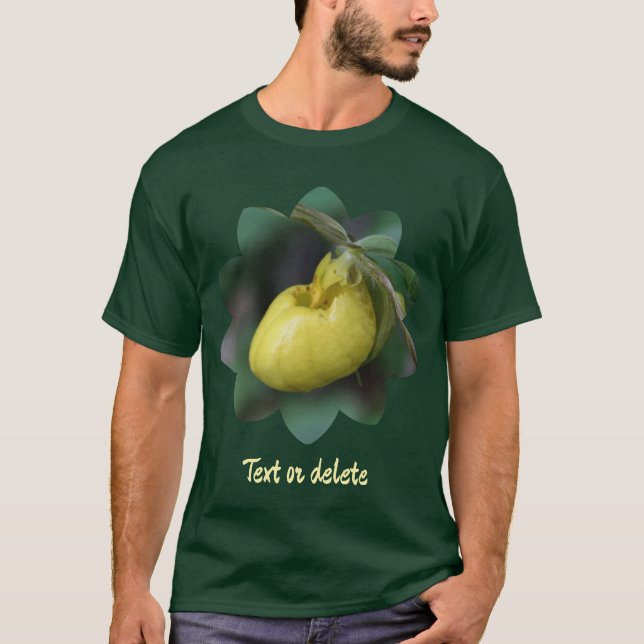 Yellow Lady Slipper Orchid Flower Personalized T Shirt (Framsida)