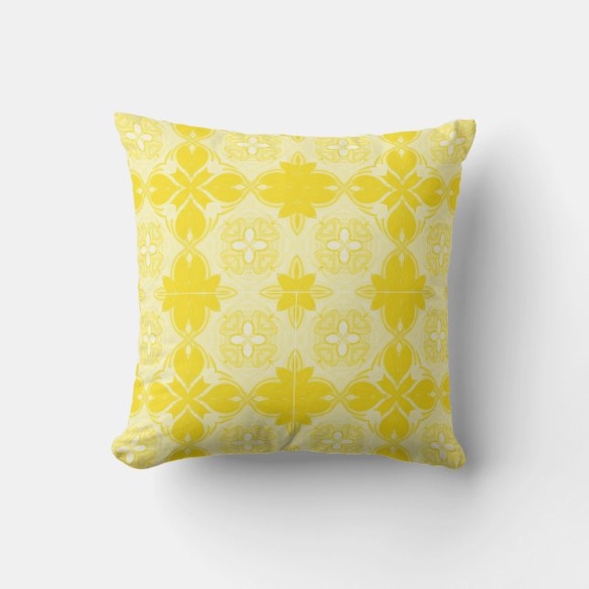 Yellow Lemon Ornamental, Decorative, Pattern Kudde (Framsida)