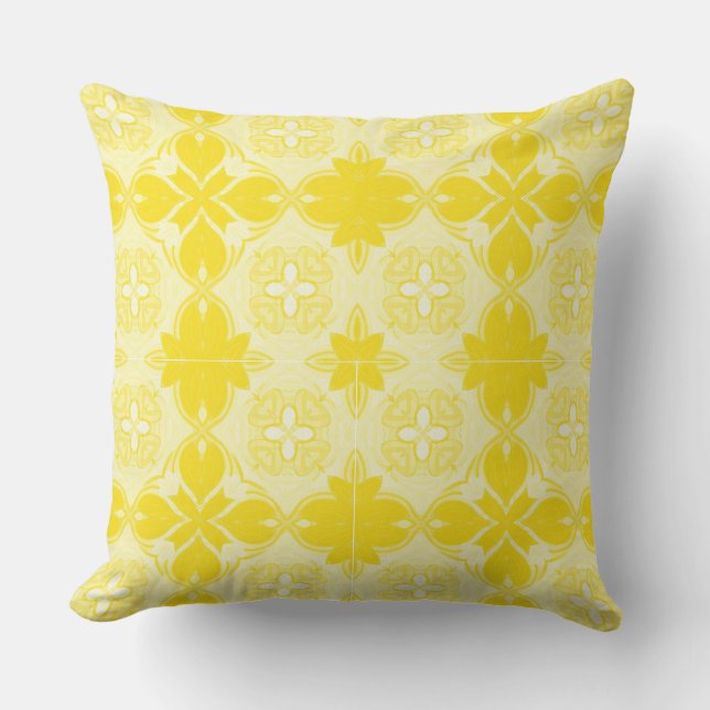 Yellow Lemon Ornamental, Decorative, Pattern Kudde (Framsida)