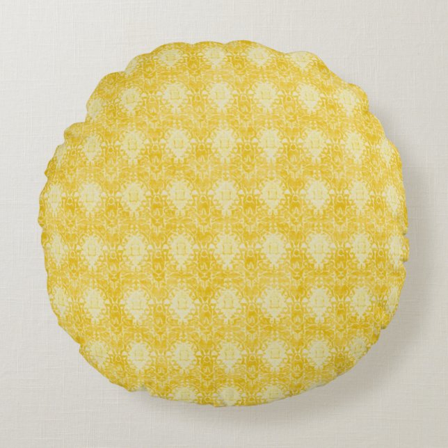 Yellow Lemon Pattern, Modern, Trendy Rund Kudde (Framsidan)