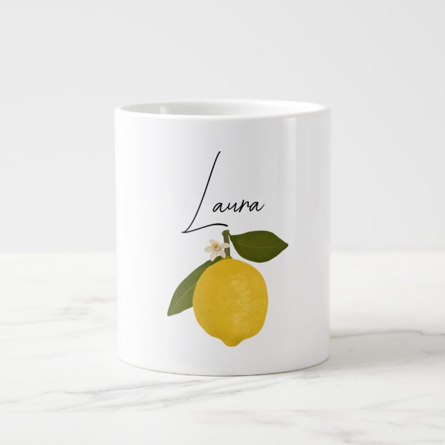 Yellow Lemon with Green Leaves | Fresh Citrus  Jumbo Mugg (Framsidan)