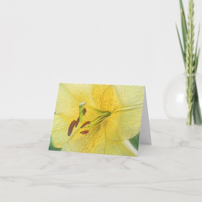 Yellow Lily Flower Art Personalized Anteckningskort (Framsida)