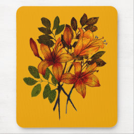 Yellow Lily Print on Mousepad Musmatta