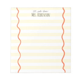 Yellow Line Personalized Teacher Notepad Anteckningsblock