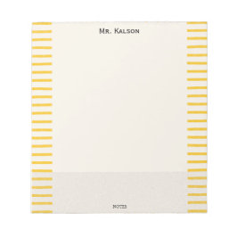 Yellow Lines Elegant Frame Teacher Notepad Anteckningsblock