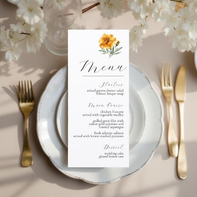 Yellow Marigold Elegant Floral Fall Wedding  Meny (Skapare uppladdad)
