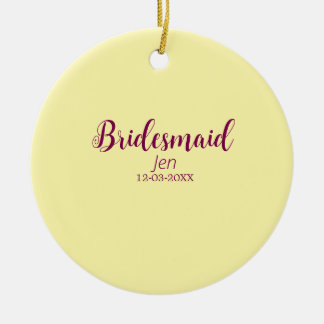 Yellow maroon bridesmaid name date stylish bride t julgransprydnad keramik