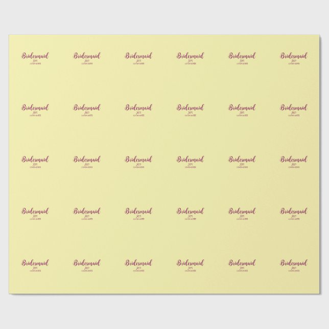 Yellow maroon bridesmaid name date stylish bride t presentpapper (Platt)
