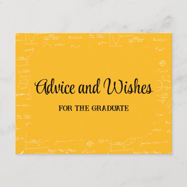 Yellow Math Graduation Party Advice for Graduate Tilläggskort (Framsida)