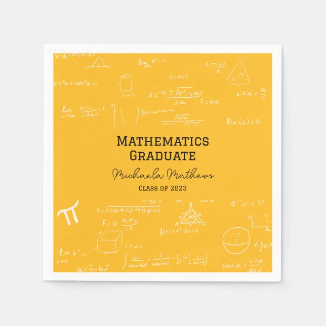 Yellow Mathematics Graduate Class of Graduation Pappersservett (Framsidan)