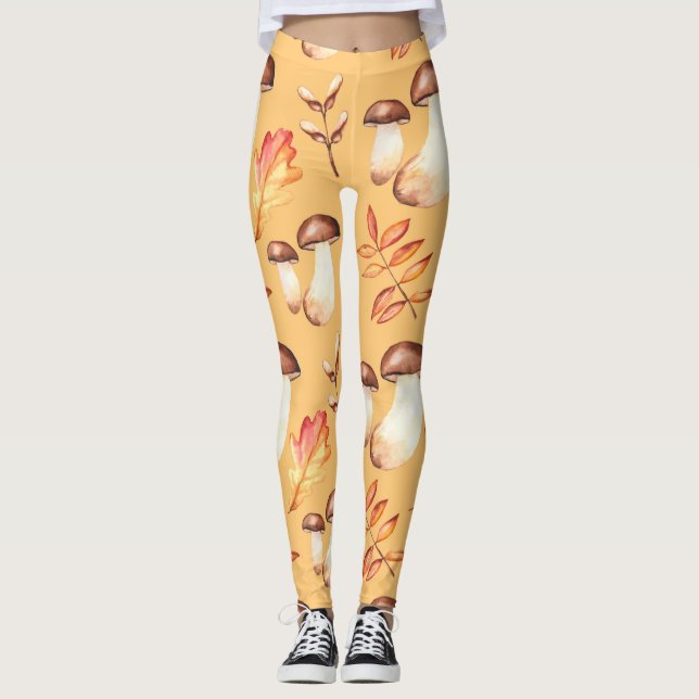 Yellow Mushroom Garden Leggings (Framsida)