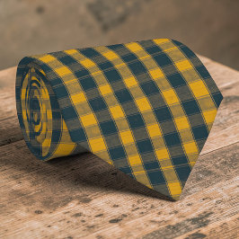Yellow & Navy Blue Plaid Pattern Necktie Tie Slips