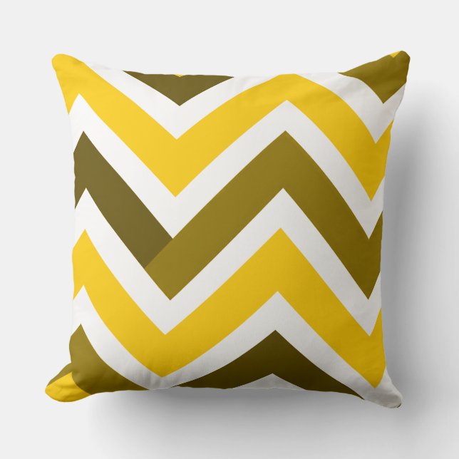 Yellow Olive Chevron Geometric Pattern Kudde (Framsida)