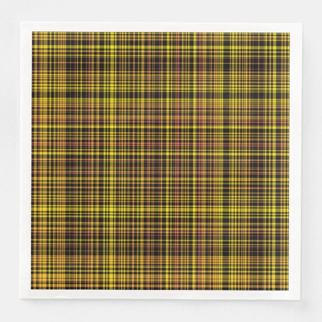 Yellow Orange Black Plaid Pattern Pappersservett (Framsida)
