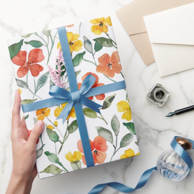 Yellow Orange Flowers Birthday Presentpapper (Gifting)