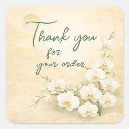 Yellow orchid Thank You For your order Fyrkantigt Klistermärke