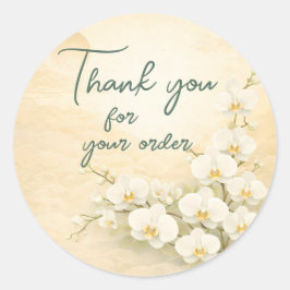 Yellow orchid Thank You For your order Runt Klistermärke