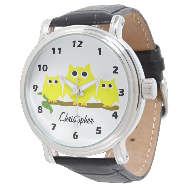 Yellow Owl Design Personalised Armbandsur (Vinklad)