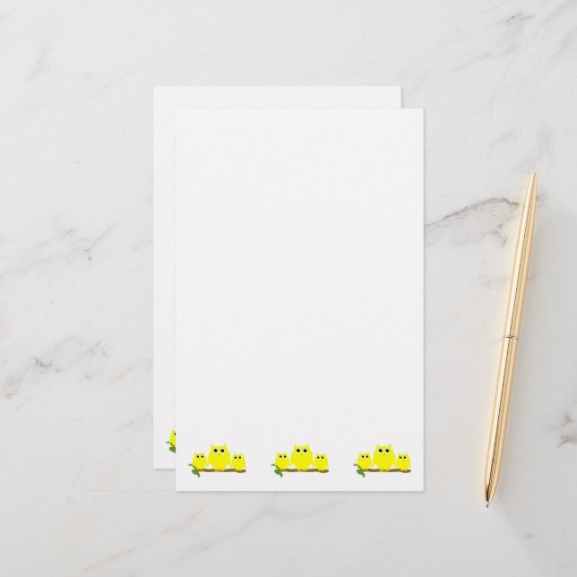 Yellow Owls Design Brevpapper (Fram/Back In Situ)