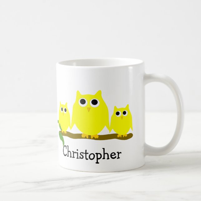Yellow Owls Design Personlig Kaffemugg (Höger)