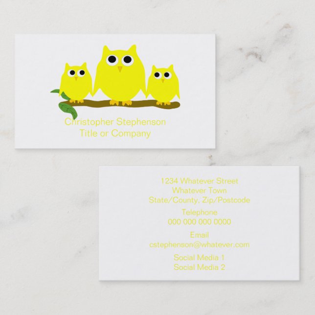 Yellow Owls Design Visitkort (Fram/baksida)
