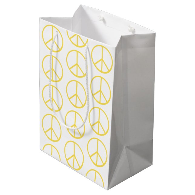 Yellow Peace Sign Pattern Colorful Modern Fun (Baksidan Vinklad)