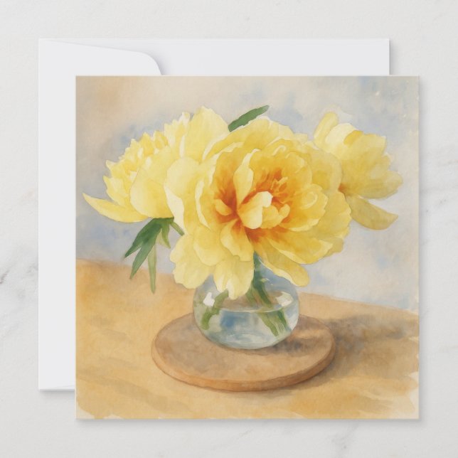 Yellow Peonies  - Greeting Card Julkort (Framsida)