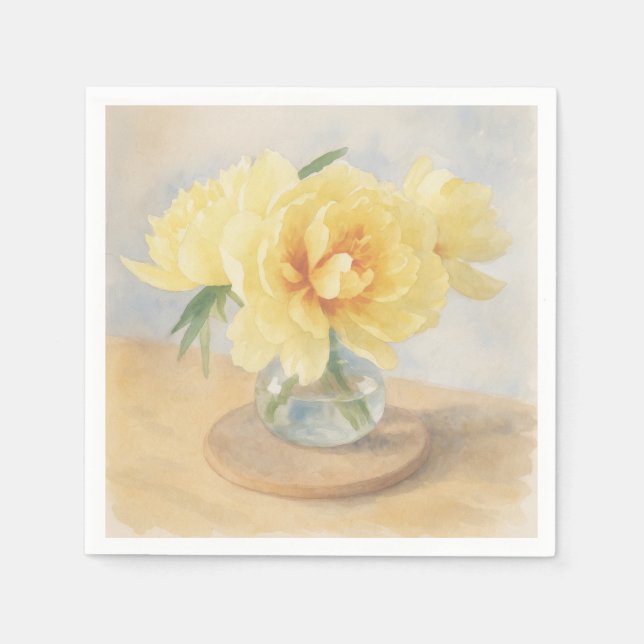 Yellow Peonies - Napkins Pappersservett (Framsidan)