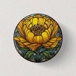 Yellow Peony Stained Glass Knapp