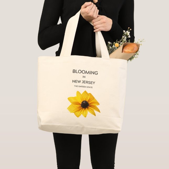  YELLOW PERRINIALS FLORAL BLOOMING CANVAS TOTE JUMBO TYGKASSE (Framsida (produkt))