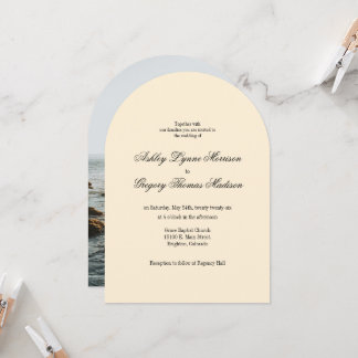 Yellow Photo Arch Shaped Wedding Invitation Inbjudningar