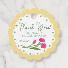 Yellow Pink Floral Garden Whimsical Hand Painted Gåvor Etiketter