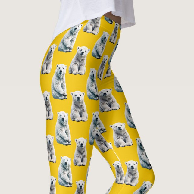 Yellow Polar Bear Pattern Design  Leggings (Skapare uppladdad)
