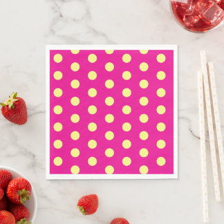 Yellow Polka Dots on Pink Pappersservett