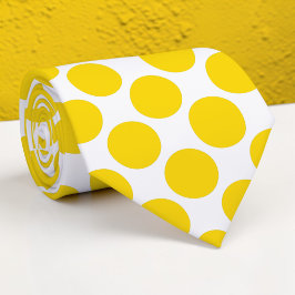 Yellow Polka Dots on White Custom Necktie Slips
