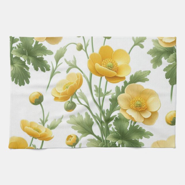 Yellow Poppies kitchen towel Kökshandduk (Horisontell)