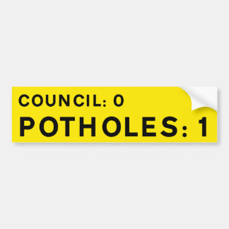 YELLOW Pothole Bumper Sticker Council 0-Potholes 1 Bildekal
