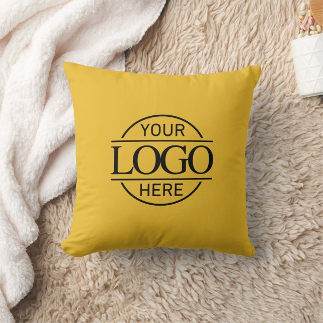 Yellow Promotional Elegant Company Business Logo Kudde (Filt)