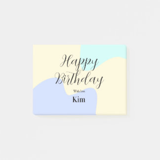 Yellow purple green happy birthday abstract pastel post-it block