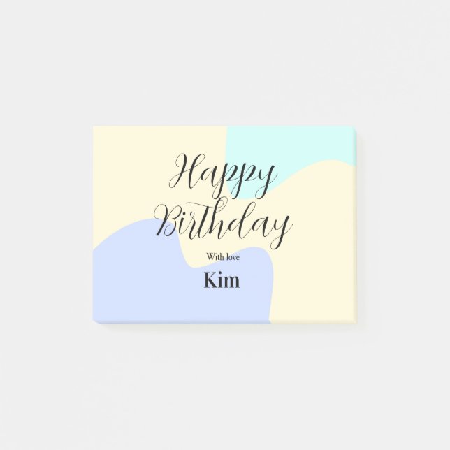 Yellow purple green happy birthday abstract pastel post-it block (Framsida)
