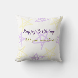 Yellow purple  happy birthday add name text simple kudde