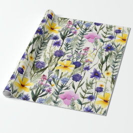 Yellow Purple Wildflower Floral Garden Pattern Presentpapper