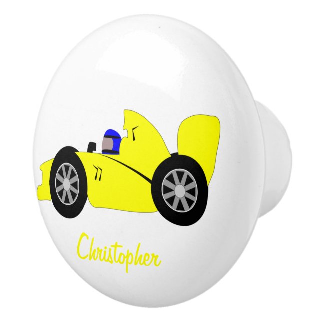 Yellow Racing Car Design Knopp (Höger)