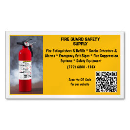 Yellow Red Fire Extinguisher Fire Safety   Magnetiska Visitkort