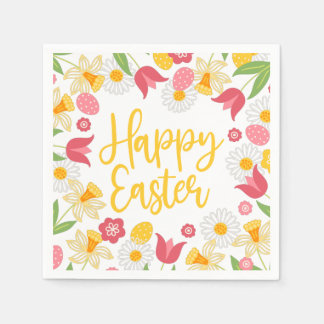 Yellow Red Floral Spring Easter Pappersservett